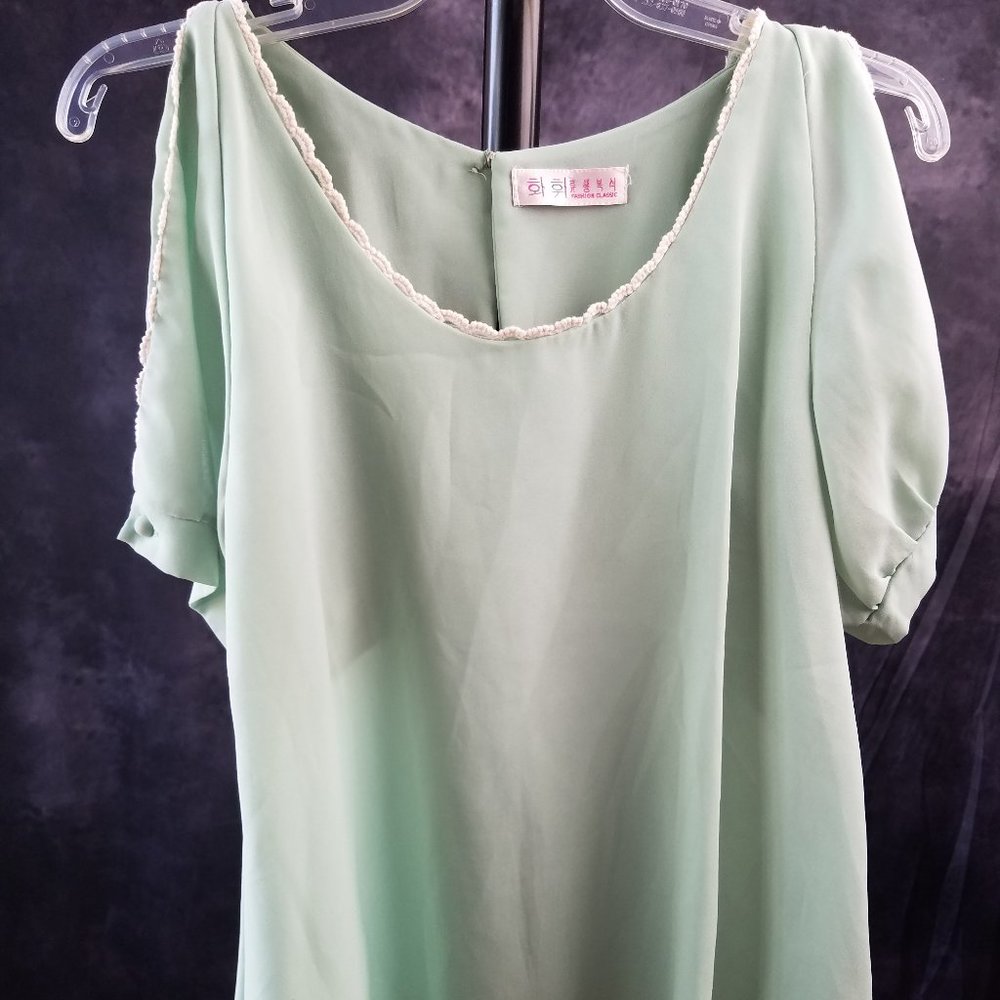 Mint Cold-Shoulder Top